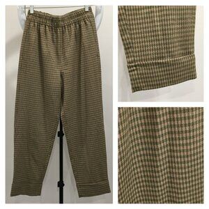 NWT MADEWELL Beige Green Check/Plaid Cuff Hem Tapered Leg Pull On Pant